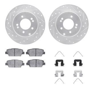 R1 Concepts® - eLINE Series Drilled and Slotted Rear Brake Kit with Ceramic Pads