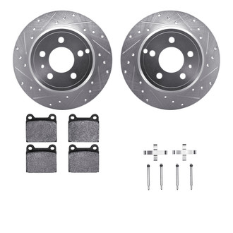 R1 Concepts® - eLINE Series Drilled and Slotted Rear Brake Kit with Ceramic Pads