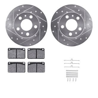 R1 Concepts® - eLINE Series Drilled and Slotted Front Brake Kit with Ceramic Pads