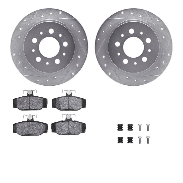  R1 Concepts® - eLINE Series Drilled and Slotted Rear Brake Kit with Ceramic Pads