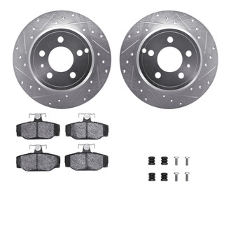 R1 Concepts® - eLINE Series Drilled and Slotted Rear Brake Kit with Ceramic Pads