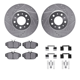 R1 Concepts® - eLINE Series Drilled and Slotted Front Brake Kit with Ceramic Pads