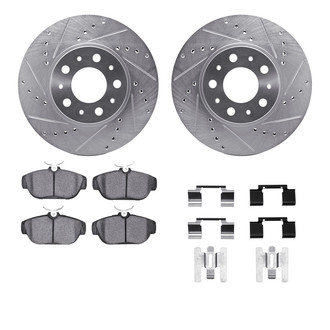 R1 Concepts® - eLINE Series Drilled and Slotted Front Brake Kit with Ceramic Pads