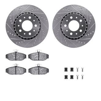 R1 Concepts® - eLINE Series Drilled and Slotted Front Brake Kit with Ceramic Pads