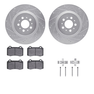 R1 Concepts® - eLINE Series Drilled and Slotted Rear Brake Kit with Ceramic Pads