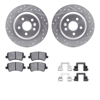 R1 Concepts® - eLINE Series Drilled and Slotted Rear Brake Kit with Ceramic Pads