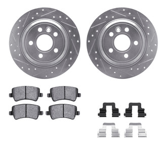 R1 Concepts® - eLINE Series Drilled and Slotted Rear Brake Kit with Ceramic Pads