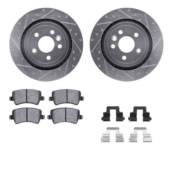  R1 Concepts® - eLINE Series Drilled and Slotted Rear Brake Kit with Ceramic Pads