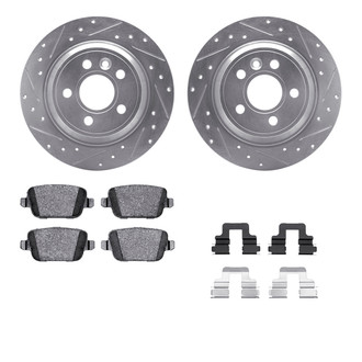 R1 Concepts® - eLINE Series Drilled and Slotted Rear Brake Kit with Ceramic Pads