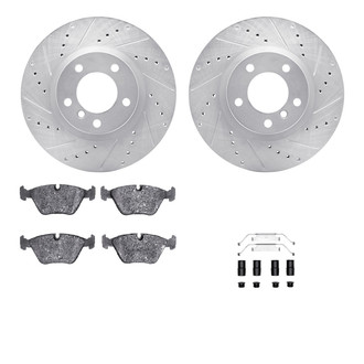 R1 Concepts® - eLINE Series Drilled and Slotted Front Brake Kit with Ceramic Pads