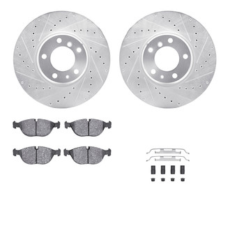 R1 Concepts® - eLINE Series Drilled and Slotted Front Brake Kit with Ceramic Pads