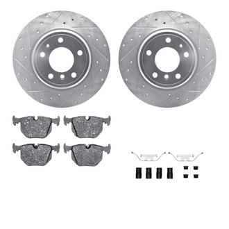 R1 Concepts® - eLINE Series Drilled and Slotted Rear Brake Kit with Ceramic Pads