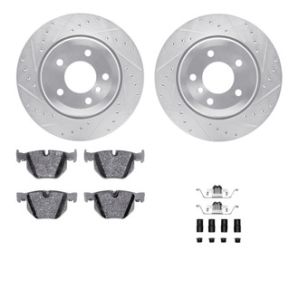 R1 Concepts® - eLINE Series Drilled and Slotted Rear Brake Kit with Ceramic Pads