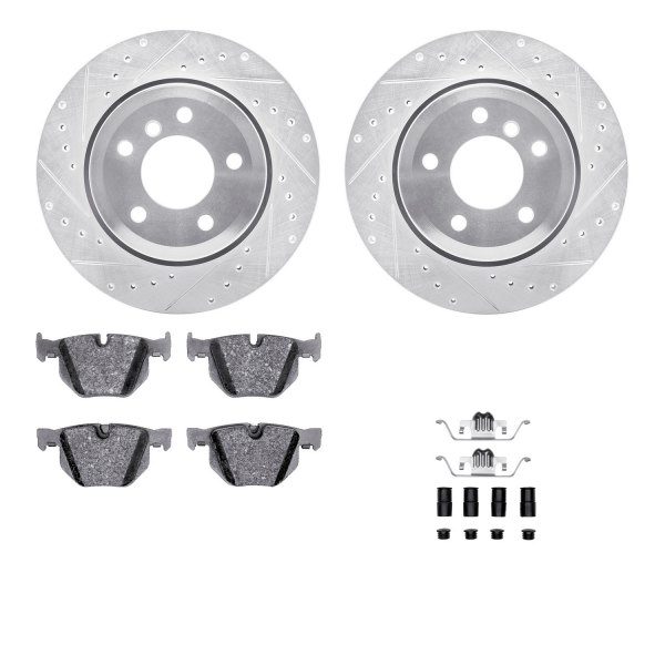  R1 Concepts® - eLINE Series Drilled and Slotted Rear Brake Kit with Ceramic Pads