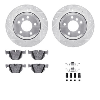 R1 Concepts® - eLINE Series Drilled and Slotted Rear Brake Kit with Ceramic Pads