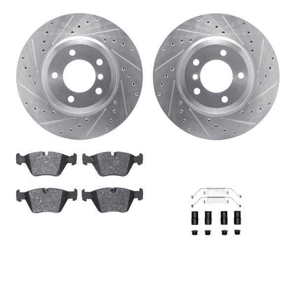  R1 Concepts® - eLINE Series Drilled and Slotted Front Brake Kit with Ceramic Pads