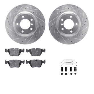 R1 Concepts® - eLINE Series Drilled and Slotted Front Brake Kit with Ceramic Pads