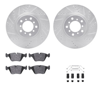 R1 Concepts® - eLINE Series Drilled and Slotted Front Brake Kit with Ceramic Pads