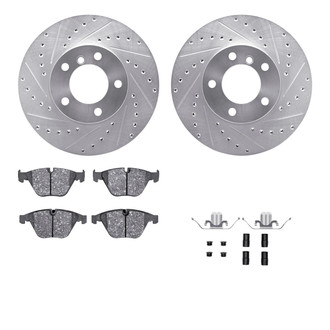 R1 Concepts® - eLINE Series Drilled and Slotted Front Brake Kit with Ceramic Pads