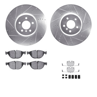 R1 Concepts® - eLINE Series Drilled and Slotted Front Brake Kit with Ceramic Pads