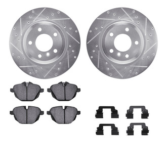 R1 Concepts® - eLINE Series Drilled and Slotted Rear Brake Kit with Ceramic Pads