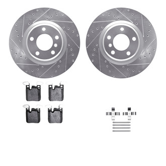R1 Concepts® - eLINE Series Drilled and Slotted Rear Brake Kit with Ceramic Pads