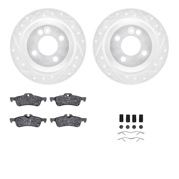  R1 Concepts® - eLINE Series Drilled and Slotted Rear Brake Kit with Ceramic Pads