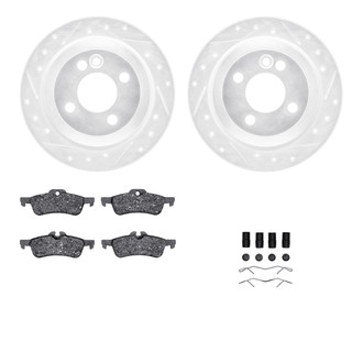 R1 Concepts® - eLINE Series Drilled and Slotted Rear Brake Kit with Ceramic Pads