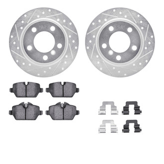 R1 Concepts® - eLINE Series Drilled and Slotted Rear Brake Kit with Ceramic Pads