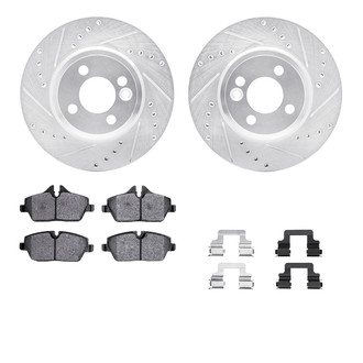 R1 Concepts® - eLINE Series Drilled and Slotted Front Brake Kit with Ceramic Pads