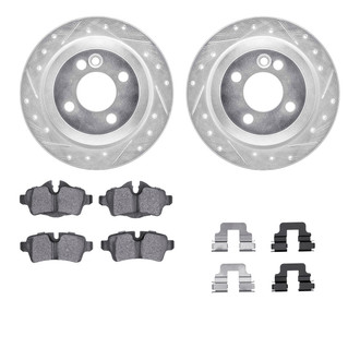 R1 Concepts® - eLINE Series Drilled and Slotted Rear Brake Kit with Ceramic Pads