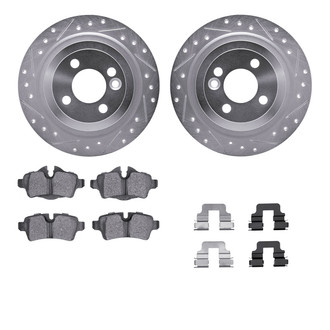 R1 Concepts® - eLINE Series Drilled and Slotted Rear Brake Kit with Ceramic Pads