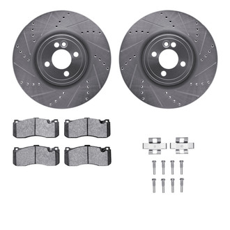 R1 Concepts® - eLINE Series Drilled and Slotted Front Brake Kit with Ceramic Pads