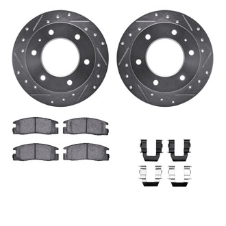 R1 Concepts® - eLINE Series Drilled and Slotted Rear Brake Kit with Ceramic Pads