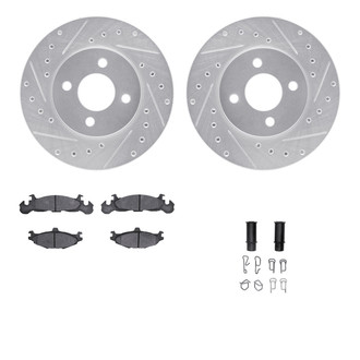 R1 Concepts® - eLINE Series Drilled and Slotted Front Brake Kit with Ceramic Pads