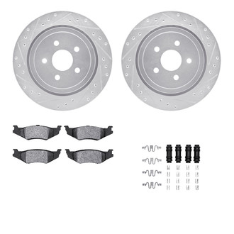 R1 Concepts® - eLINE Series Drilled and Slotted Rear Brake Kit with Ceramic Pads