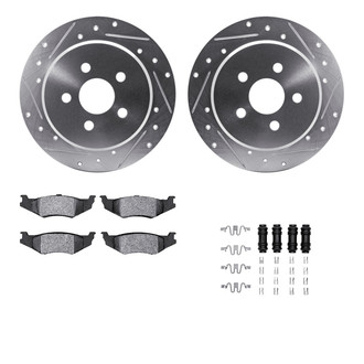 R1 Concepts® - eLINE Series Drilled and Slotted Rear Brake Kit with Ceramic Pads