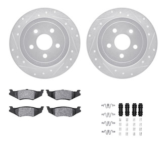 R1 Concepts® - eLINE Series Drilled and Slotted Rear Brake Kit with Ceramic Pads