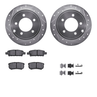 R1 Concepts® - eLINE Series Drilled and Slotted Rear Brake Kit with Ceramic Pads