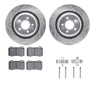R1 Concepts® - eLINE Series Drilled and Slotted Rear Brake Kit with Ceramic Pads