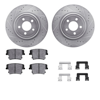 R1 Concepts® - eLINE Series Drilled and Slotted Rear Brake Kit with Ceramic Pads