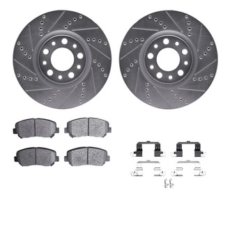 R1 Concepts® - eLINE Series Drilled and Slotted Front Brake Kit with Ceramic Pads