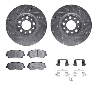 R1 Concepts® - eLINE Series Drilled and Slotted Front Brake Kit with Ceramic Pads