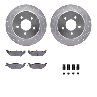 R1 Concepts® - eLINE Series Drilled and Slotted Rear Brake Kit with Ceramic Pads
