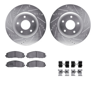 R1 Concepts® - eLINE Series Drilled and Slotted Front Brake Kit with Ceramic Pads
