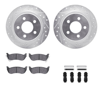 R1 Concepts® - eLINE Series Drilled and Slotted Rear Brake Kit with Ceramic Pads
