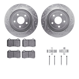 R1 Concepts® - eLINE Series Drilled and Slotted Rear Brake Kit with Ceramic Pads