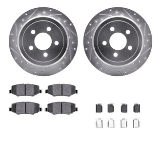 R1 Concepts® - eLINE Series Drilled and Slotted Rear Brake Kit with Ceramic Pads