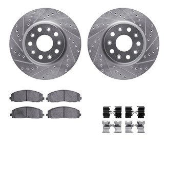R1 Concepts® - eLINE Series Drilled and Slotted Front Brake Kit with Ceramic Pads