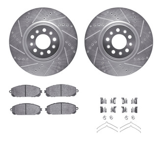 R1 Concepts® - eLINE Series Drilled and Slotted Front Brake Kit with Ceramic Pads